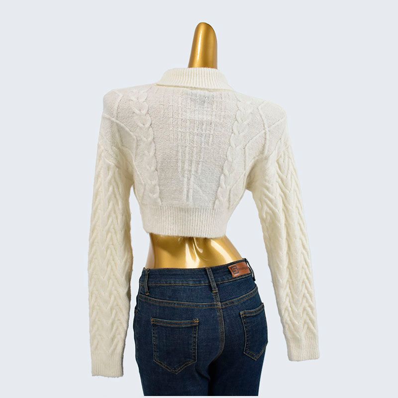 High Neck Short High Waist Long Sleeve Pullover Top Bottoming Shirt Knitting Sweater Pure Color Fall and Winter Thick Women's Inner