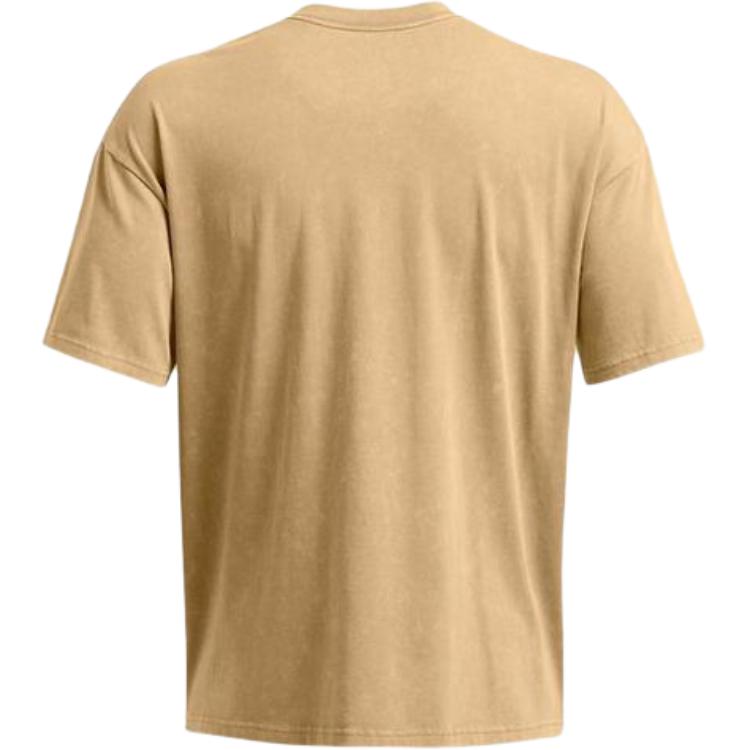 Under Armour Ua Logo Wash Solid Color Training Breathable Soft Short Sleeve T-Shirt Men Tops Camel-Brown 1389147-263