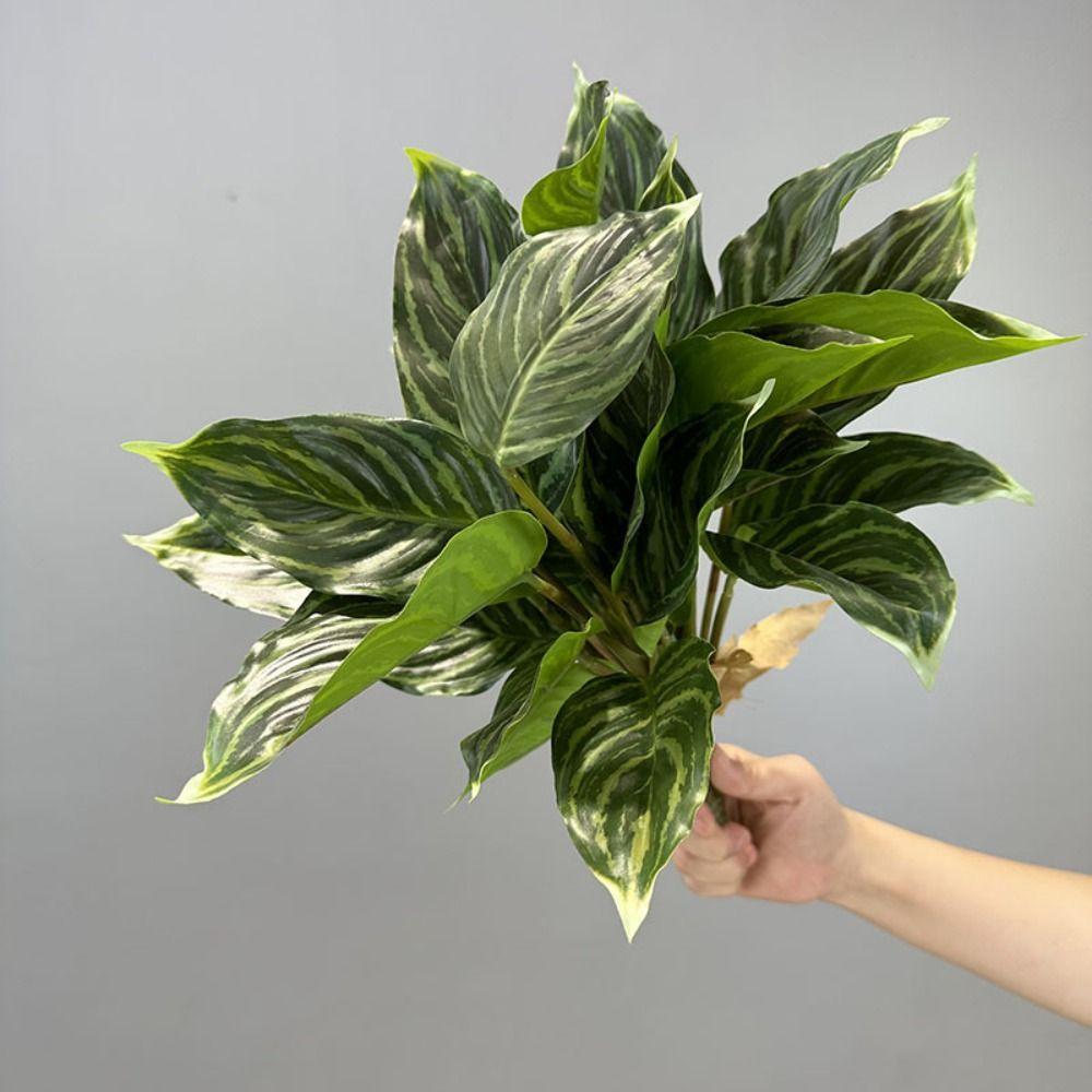 

Green Plants Peacock Arrowroot Brazil Leaf 14 Leaves Fake Plant Party Wedding Decor зелений