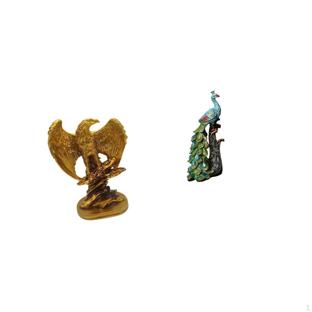 Peacock Statue Sculpture Desktop Ornament Artwork Gift Animal Collection Elegant Tabletop Decorative