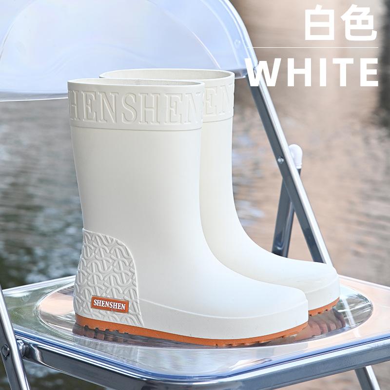 Fashion Women's Medium Tube Non-slip Waterproof Shoes Rain Shoes Rain Boots Water Boots Thermal Cover Shoes Adult Long Tube