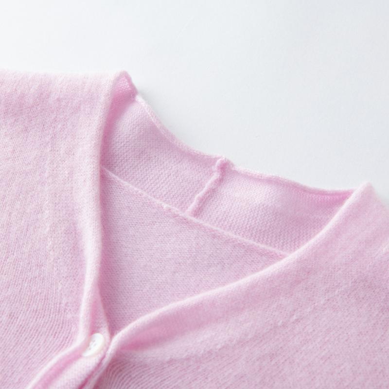 Pure Cashmere V-Neck Cardigan: Women's Autumn/Winter Elegant Long Sleeve Buttoned Knit Sweater