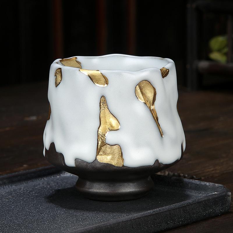 Wabi-sabi Tea Cup Handmade Japanese Retro Coarse Pottery Coffee Cup Cross-border Ceramic Tea Cup Household Water Cup Zen