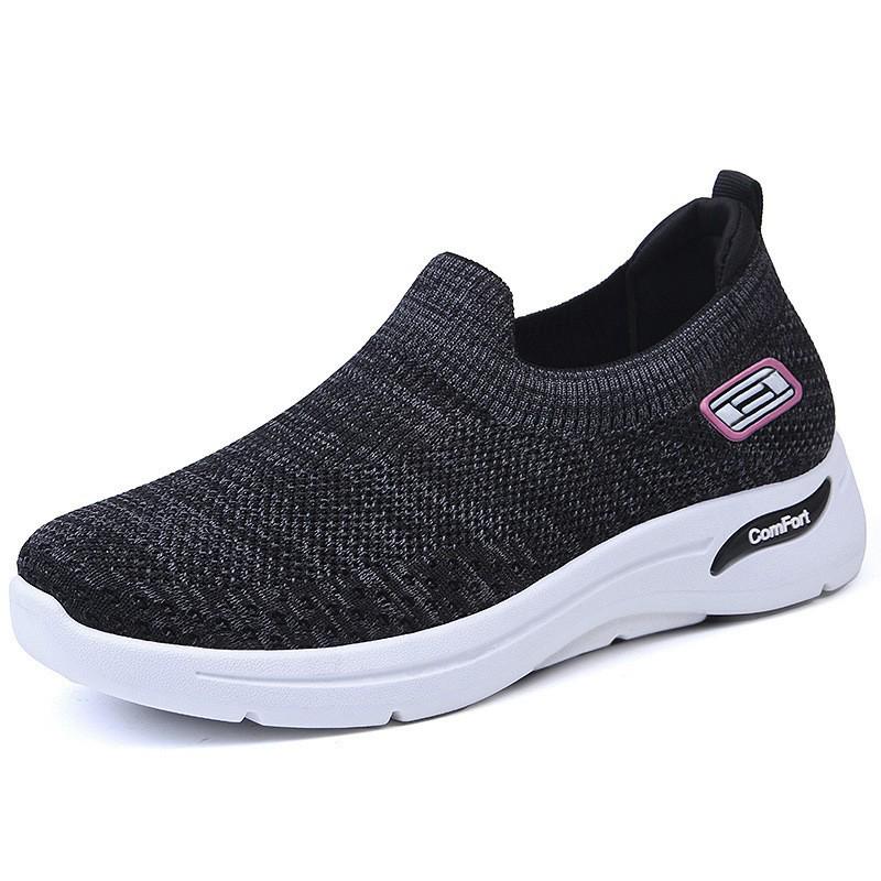 Prodyšné slip-on boty z Flyknitu pro ženy, neformální, s měkkou podrážkou, pro seniory a střední věk