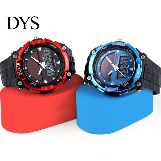 Men Watch Solar Powered Alarm ABS Water Resistant Waterproof Digital Analog for Sports