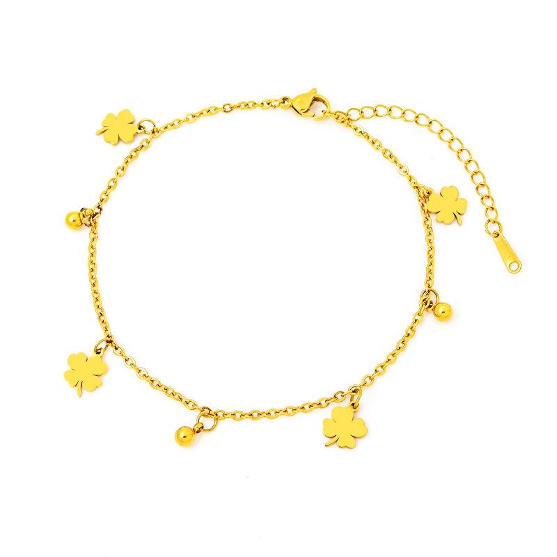 Šťastný čtyřlístek titanová ocel náramek na kotník Ins síťový červený módní osobnost sto partnerů náramek na kotník dámské šperky