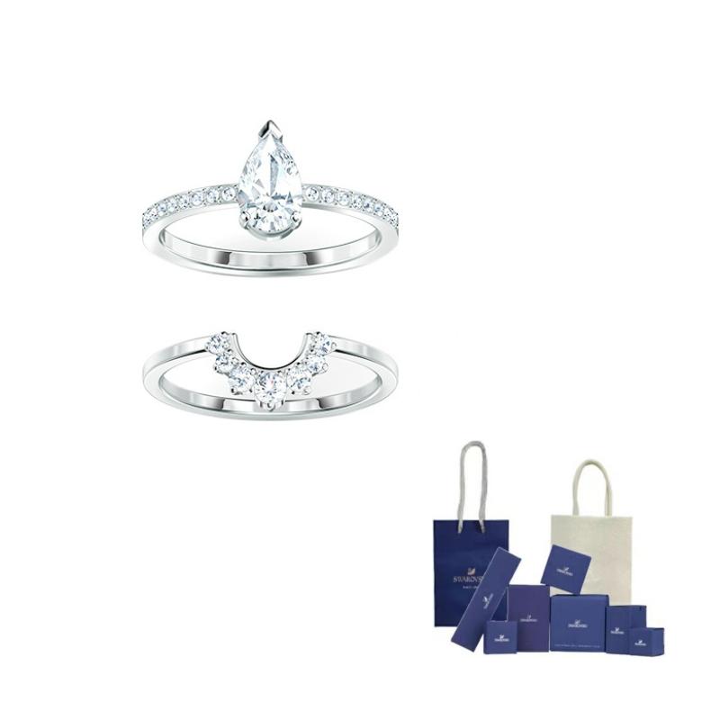 Swarovski Attract White Gold Plated Rings Womens Silver 58-Original Brand Box And Bag серебряный