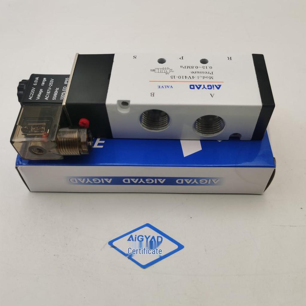 AIGYAD 4V410-15 Zwei-Positionen Fünf-Wege Umkehr-Pneumatik-Magnetventil (DC24V/AC220V)