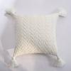 45x45cm Nordic Chenille Knitted Square Cushion Cover Yellow Pink Pillow Cover with Tassels Pillowcase Sofa Bed Chair Decorative