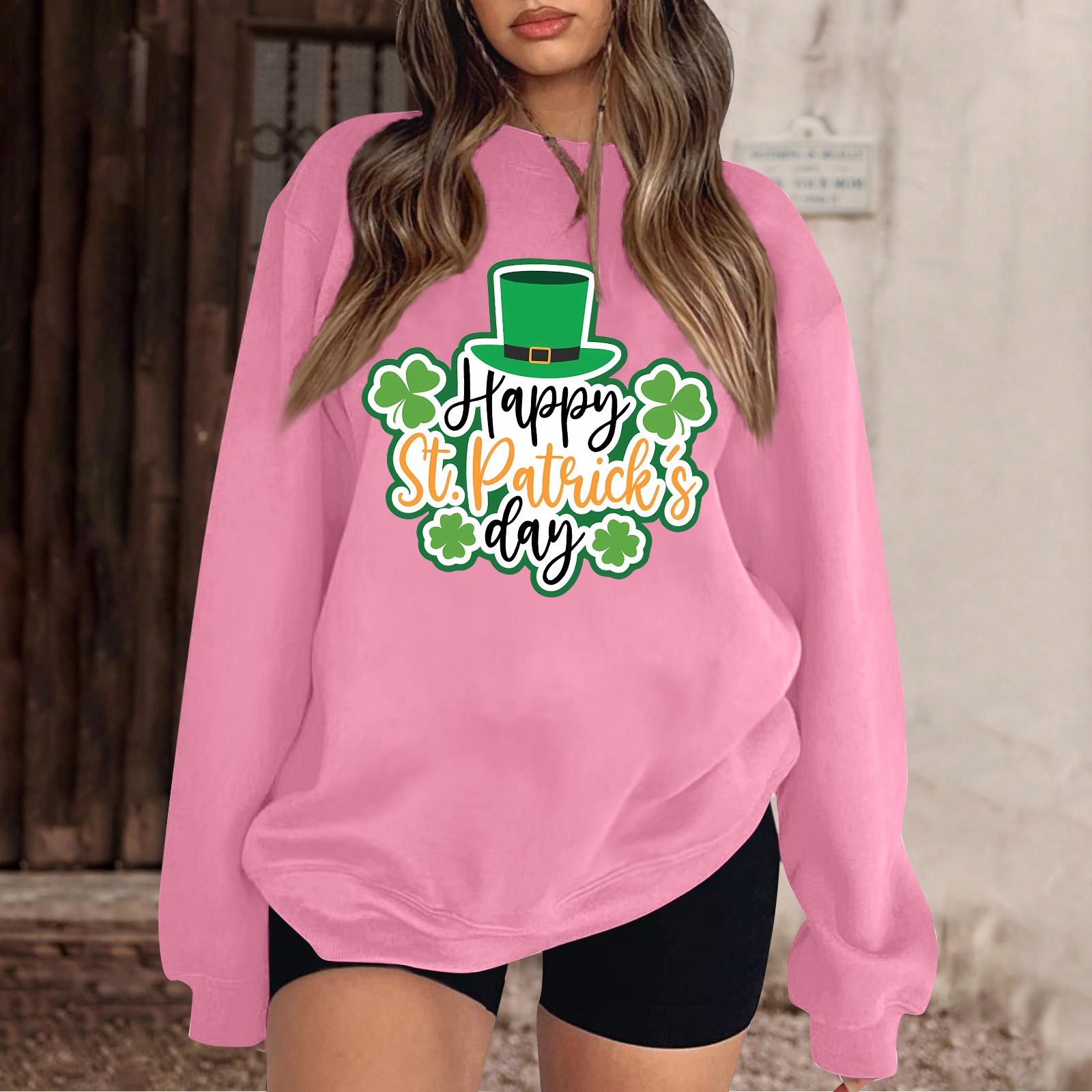 

Women s Casual Fashion Halloween Print Long Sleeve O-Neck Pullover Top Blouse L рожевий