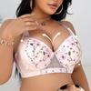 Women Floral Embroidery Wide Strap Full Cup Anti-Sag Plus Size Support Bra
