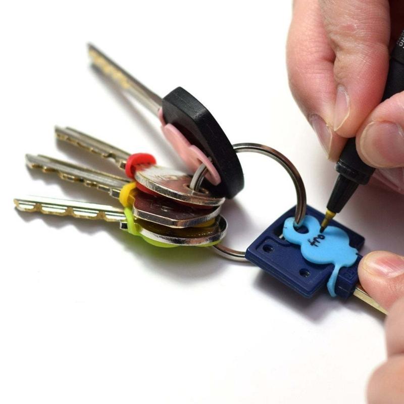 Pack of 12 Colorful Key Identifiers Key Differentiation Rings Flexible Silicone Labels Practical Key Recognition Rings