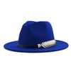 Europe, America, autumn and winter new woolen top hat retro gentleman and gentleman jazz flat brim felt straight edge big eaves hat