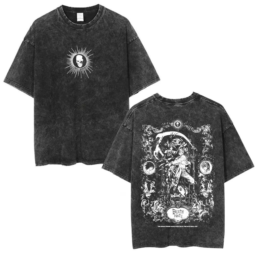 Death Note Ryuk Yagami Light Vintage Washed T Shirt Oversized Women Men Cotton Tshirt Fashion Short Sleeve Tshirts Streetwear