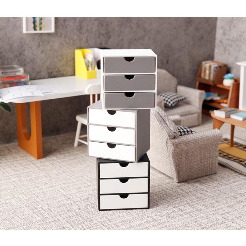 Miniature Drawer Storage Cabinet Bookcase 1/12 Dollhouse Furniture Model Micro Landscape Ornament