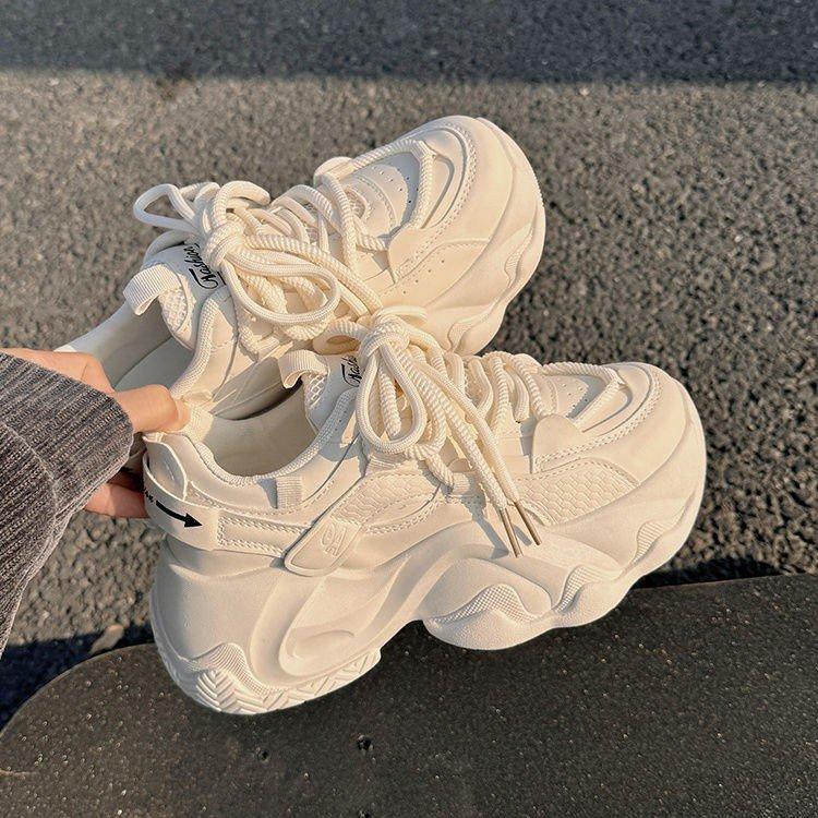 Thick-soled Heightening Daddy Shoes Women's Spring and Autumn Korean Version of The Fried Street Show Feet Small Casual Sports Shoes