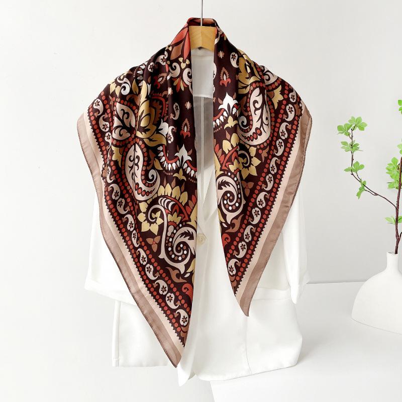 Headscarf Silk Scarf 90cm Women's Headscarf New Versatile Satin Thin Large Square Scarf