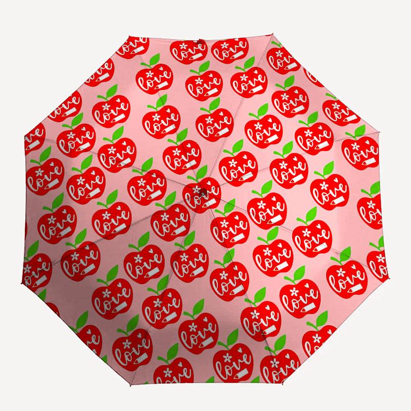 

1pc apple love Pattern Umbrella Automatic Opening and Closing Umbrella, High quality Umbrella, Ideal Gift for Her 230