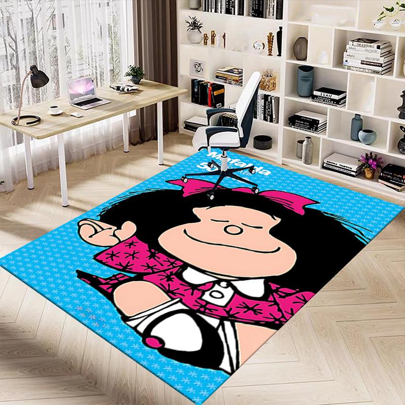 1pc Mafaldas Blue Star Shirt Carpet for Playroom Bedroom Living Room Sofa Home Decor,kids Game Area Rug Non-slip Floor Mat Y73035