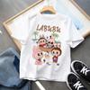 Labubu Cartoon Children's Short Sleeved T-shirt Casual Top Unisex Summer Round Neck Printed Girls' Clothing