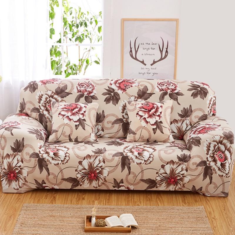 

1234seat Sofa Cover Elastic Flower Leaf Allinclusive Minimalist Protective Peony,1Seater