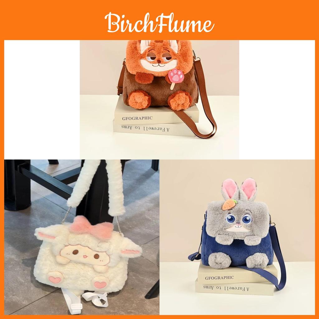 Cartoon Bunny Plush Shoulder Bag For Women With Large Capacity And Cozy Design For Daily Use