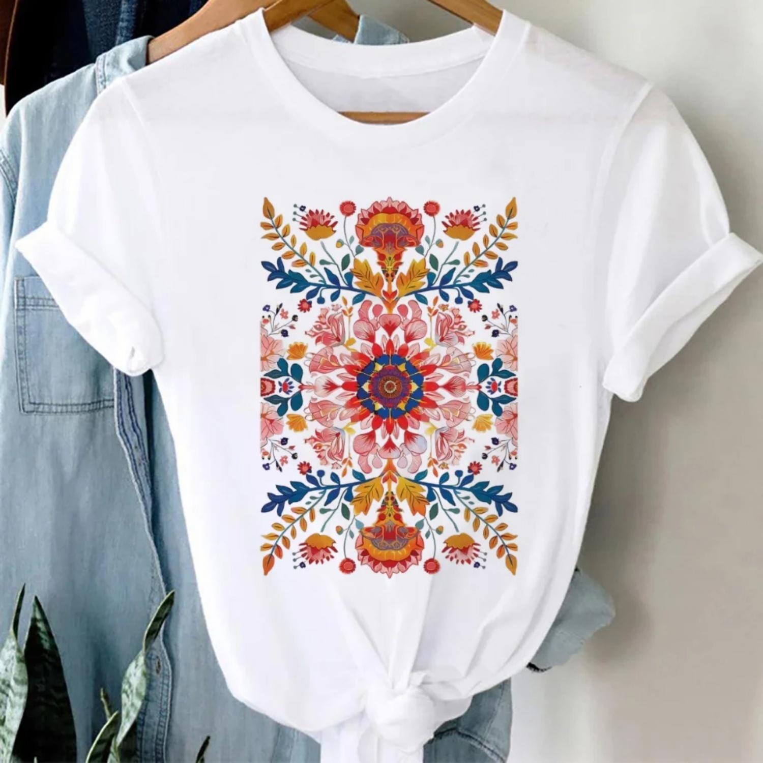 

Cute 90s Casual Harajuku Top Fashion Style O-Neck T-Shirt Polyester Short Sleeved Printed T-Shirt Women s Cartoon Pattern T-Shir XXXXXL білий