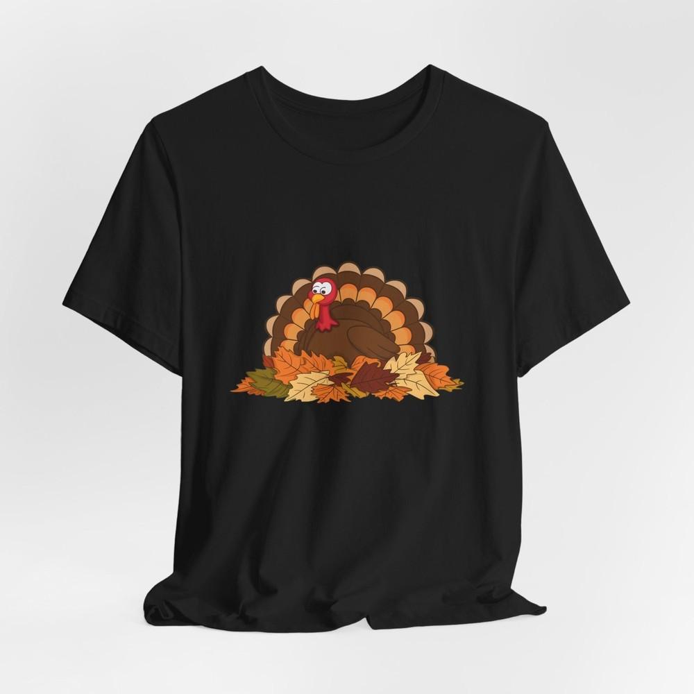 #22 Turkey in Autumn Leaves Thanksgiving T-Shirt Unisex T-Shirt