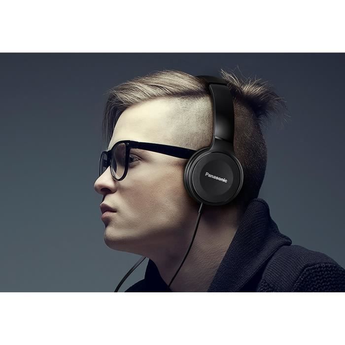 Panasonic RP-HF100ME-K Casque Stéréo, HP 30mm Neodyme, Pliable, Coussinets Souples, Noir