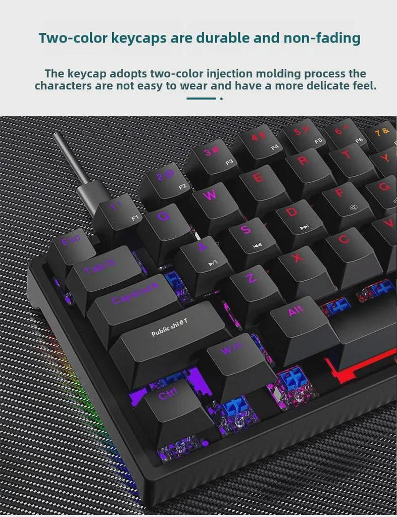 K620 Wired & Bluetooth RGB Gaming Mechanical Keyboard, Hot-Swappable, Blue Switch, Type-C