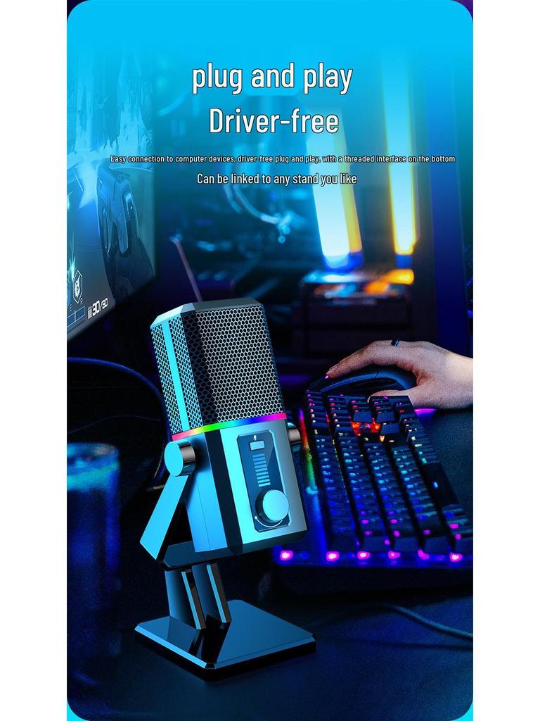 RGB Noise-Reducing Mic for Gaming, Streaming, Conferences, and Online Classes - Blackout Desktop Microphone