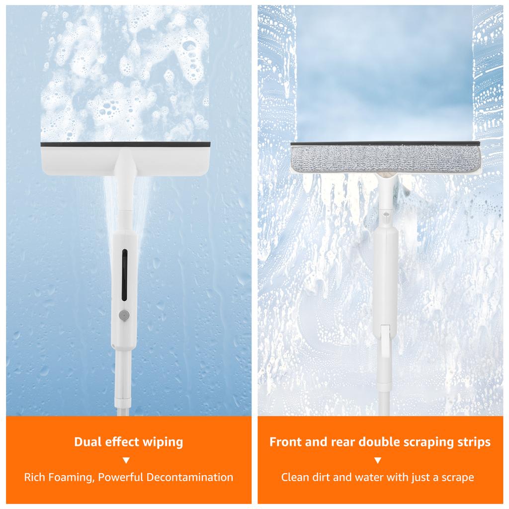 30cm Squeegee for Window Cleaning with Spray Extendable Kit with 3 Replaceable Microfiber Pads Home Cleaner Tools for Bathrooms