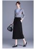 Slimming Draped Black Midi Skirt - Spring/Summer 2026 Collection, Elastic Waist, Casual Fit
