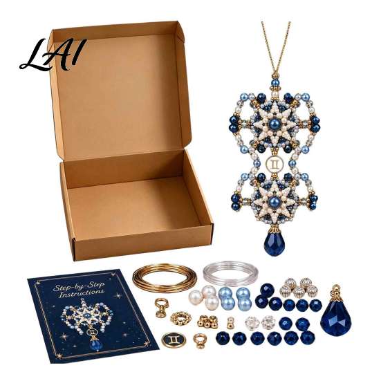 Creative Art Project for Students 12 Zodiac Beaded Ornament DIY Kit Constellation Pendant Making Craft Set Jewelry Assembly Lovers Keychain
