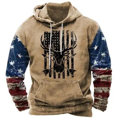 Vintage pánske mikiny s kapucňou USA Flag Graphic 3D tlač Mikiny s kapucňou Street Fashion Oversized y2k Mikina s kapucňou Pánske oblečenie