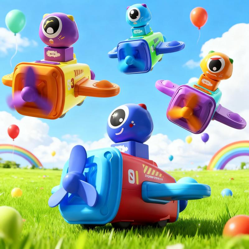 In-Stock Inertial Cartoon Train Push Toy with Whistle - Drop-Resistant, Parent-Child Interactive Car for Kids