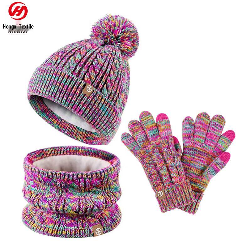 Kinder Winter Strickset mit Plüschfutter 3-teilig