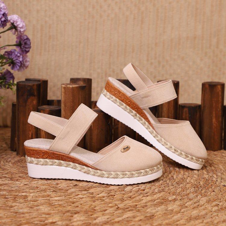 Women s Slope Heel Sandals Summer Baotou Climbing Strap Shoes Linen Bottom Comfortable Hundred Sandals 36