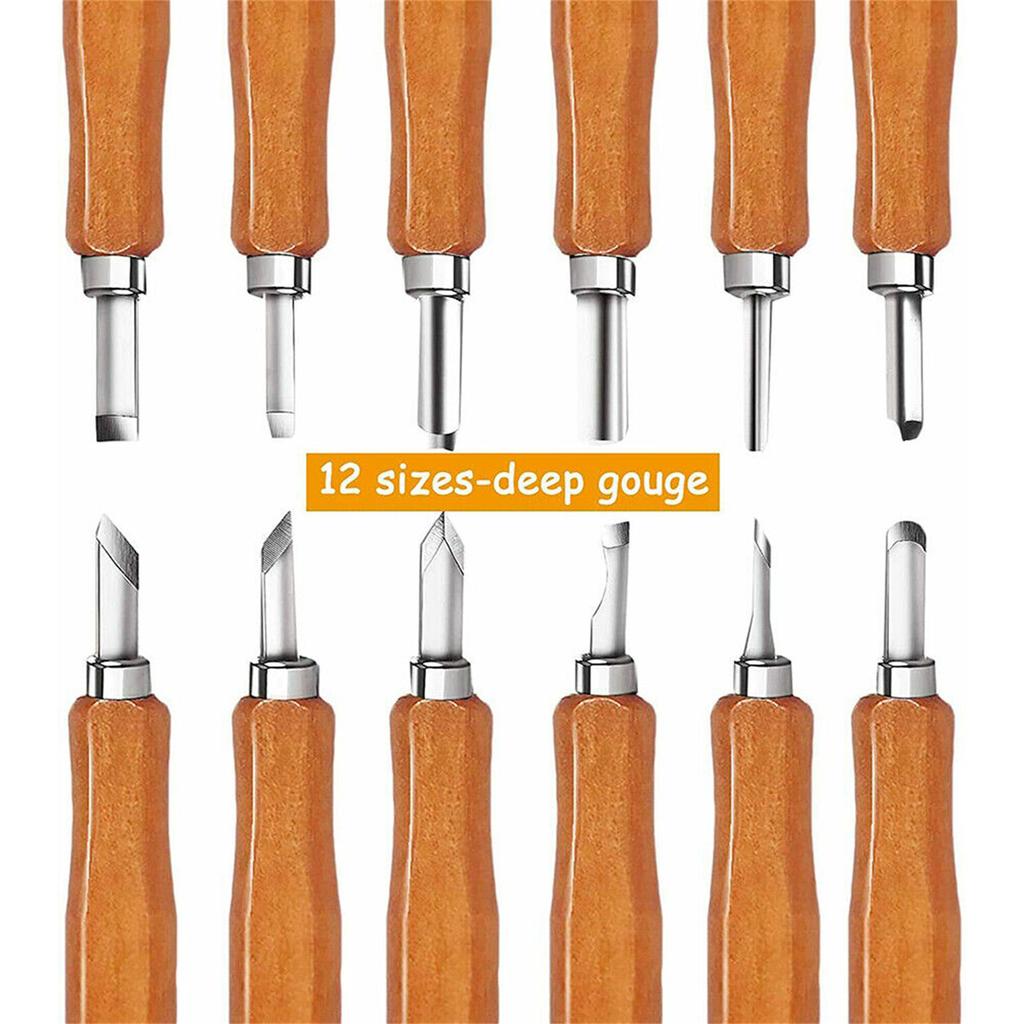 12pcs Wood Carving  Set For Woodworking Wood Carving Knife Set Hand Tool Kit For Carpenter Craftsman Gifts