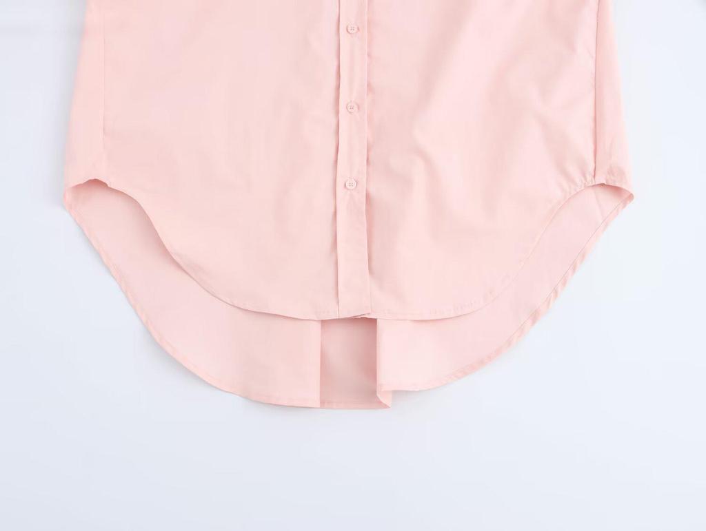 2025 Spring Women's European & American Style Casual Loose Long-Sleeve Cotton Shirt with Turn-Down Collar