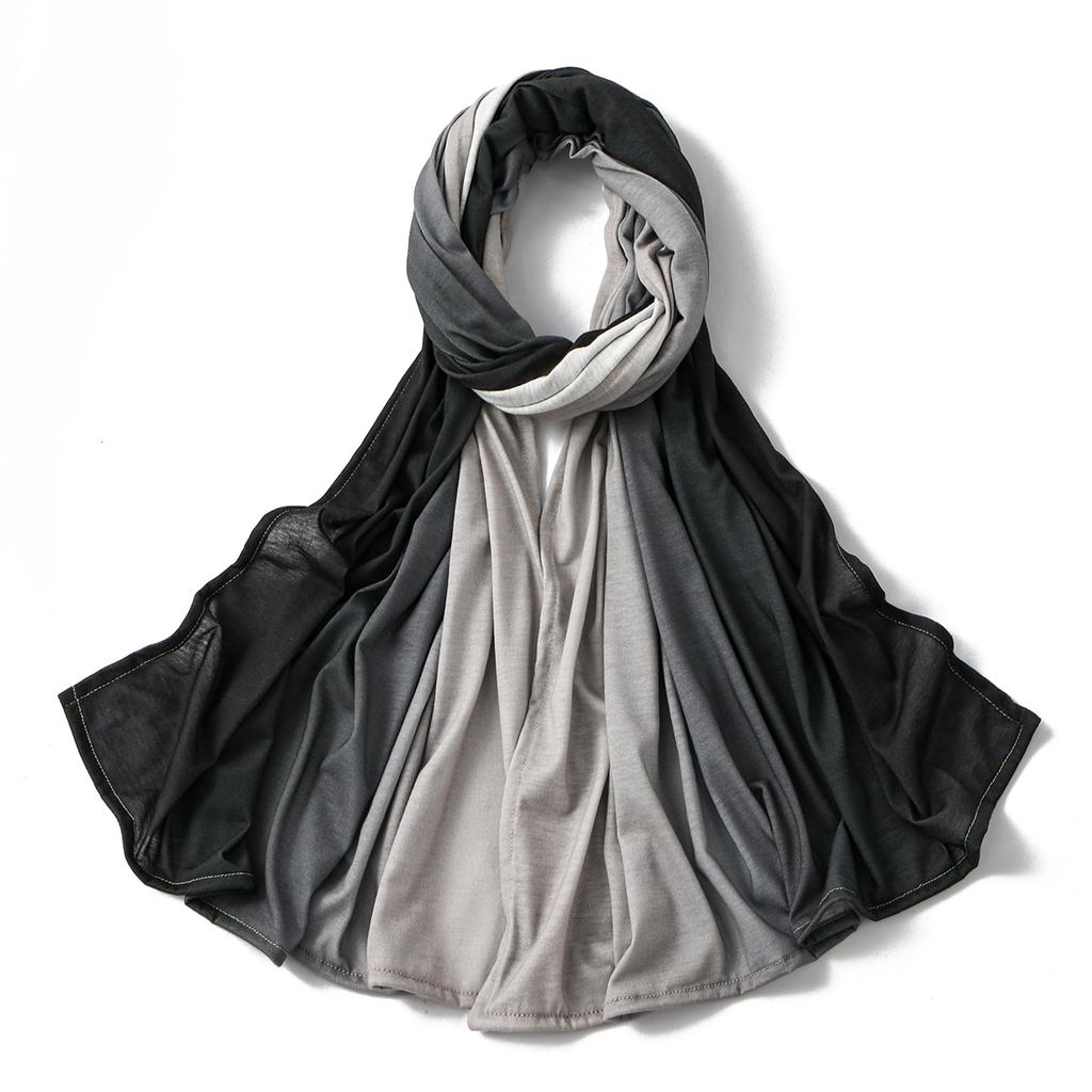 Women Gradient Cotton Jersey Hijab Scarf Lady High Quality Head Wraps Shawl Muslim Headscarf Islamic Turban Bandana Eid180*70Cm