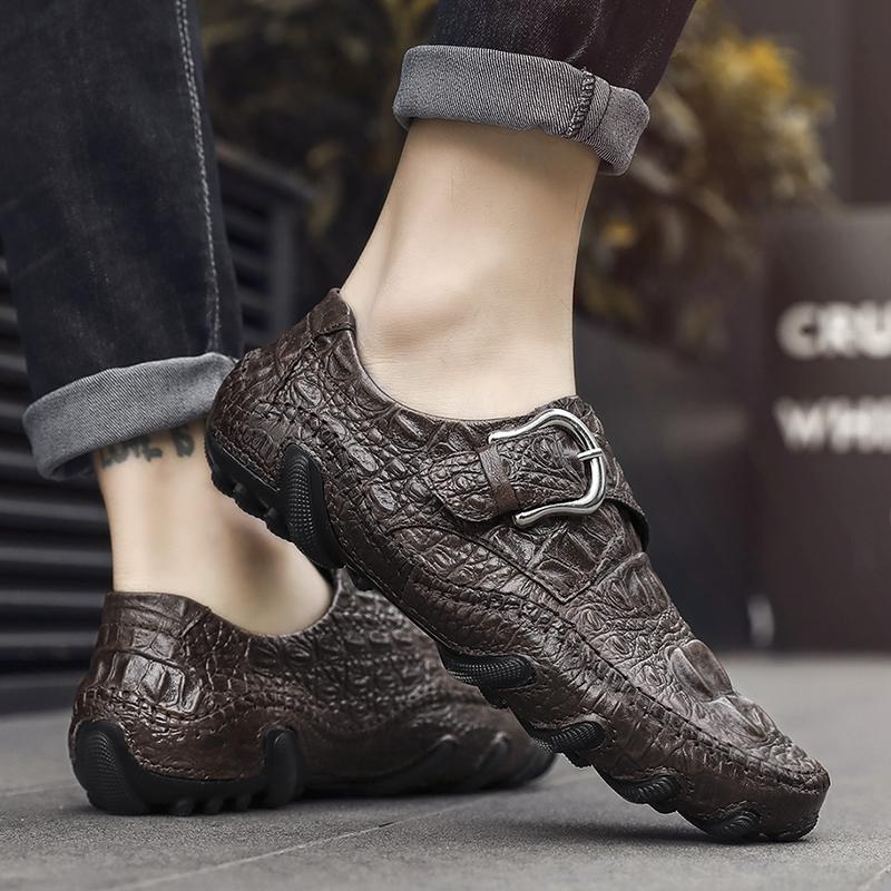 Mode Echtes Leder Herrenschuhe Luxus Krokodilmuster Business Casual Schuhe Slipper Fahrschuhe Herren Loafer Mokassins Übergröße 47