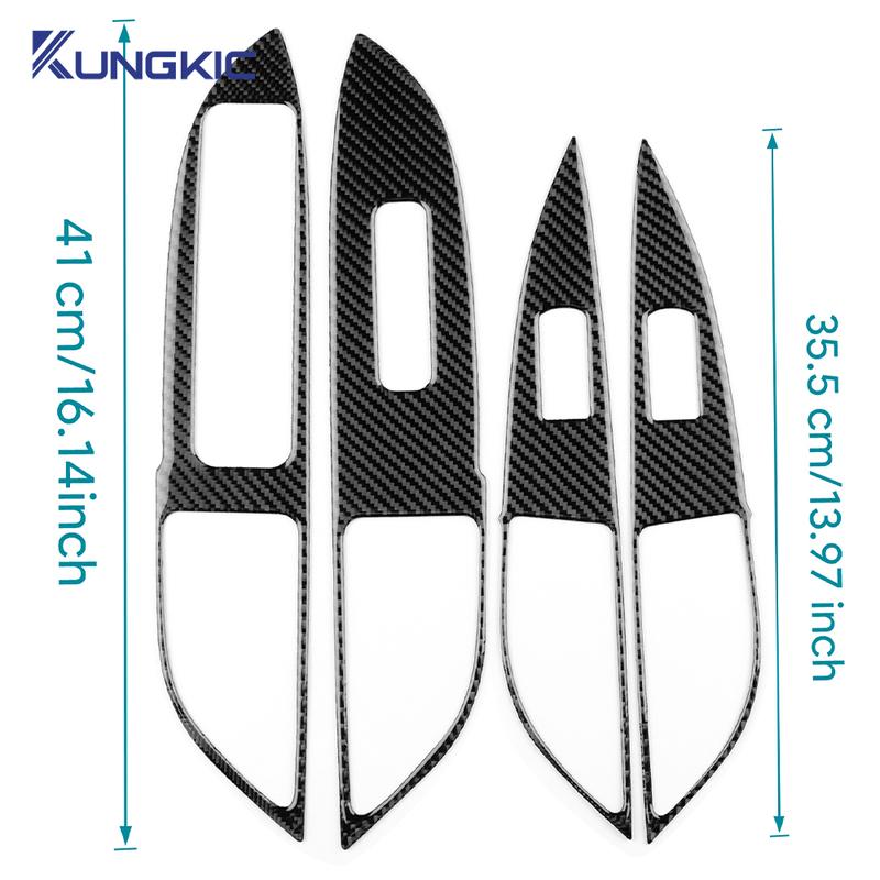 For Mitsubishi Outlander 2013-  Real Soft Carbon Fiber Sticker LHD RHD Car Window Lift Button Panel Interior Accessories