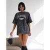 Fashion Washed Distressed Letters Print Loose Casual Cotton T-shirt Top Printed Letter T-shirt