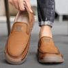 38-46 Men's Handmade Leather Shoes Casual Loafers Slip On Leather Flats Outdoor Walking Shoes