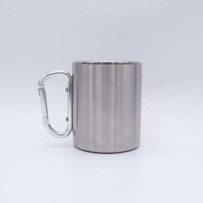 Stainless Steel Mountaineering Buckle Cup Double-layer Camping Water Cup 350ml Hand-held Office Desktop Cup Coffee Cup Portable