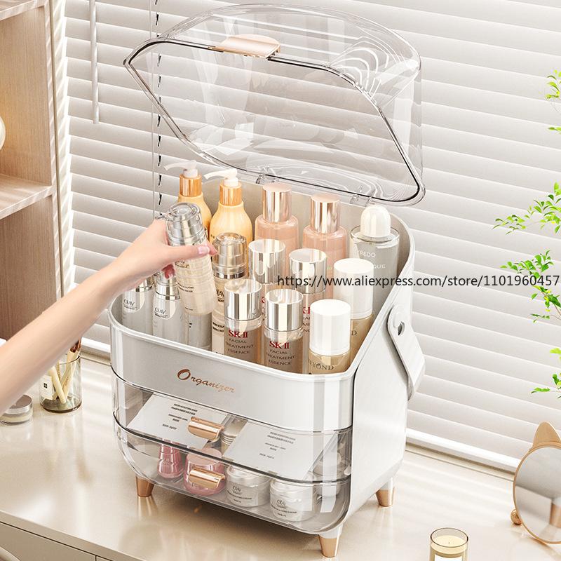 Luxury Style Cosmetic Storage Display Rack Premium Large-Capacity Dustproof Organizer for Lipstick Face Mask Skincare