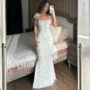 Women's Square Neck Sleeveless Maxi Dress Slim Fit High Waist Floral Print Tie Strap Mermaid Backless Sexy Summer Party Dress