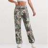 Puffanpop Women's Jeans Camouflage Cargo Pants Straight Wide Leg Jeans High Waisted Casual Jeans