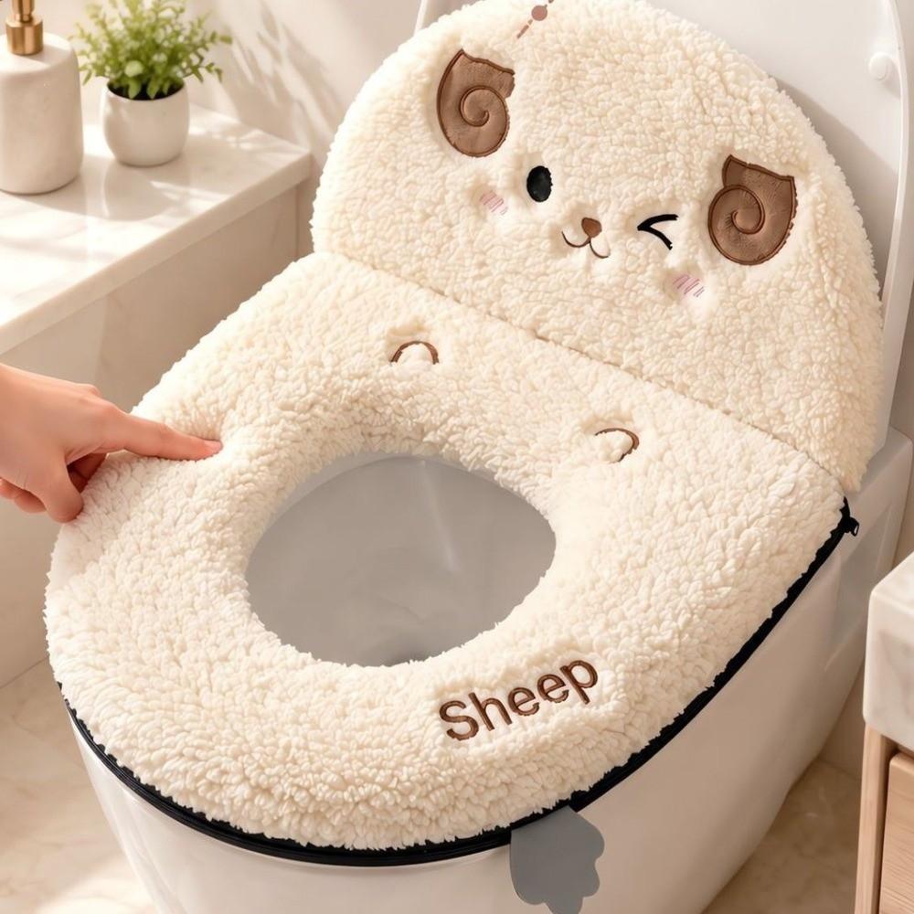 Skin-Friendly Zippered Toilet Seat Cover Non-Slip Plush Toilet Seat Winter Season